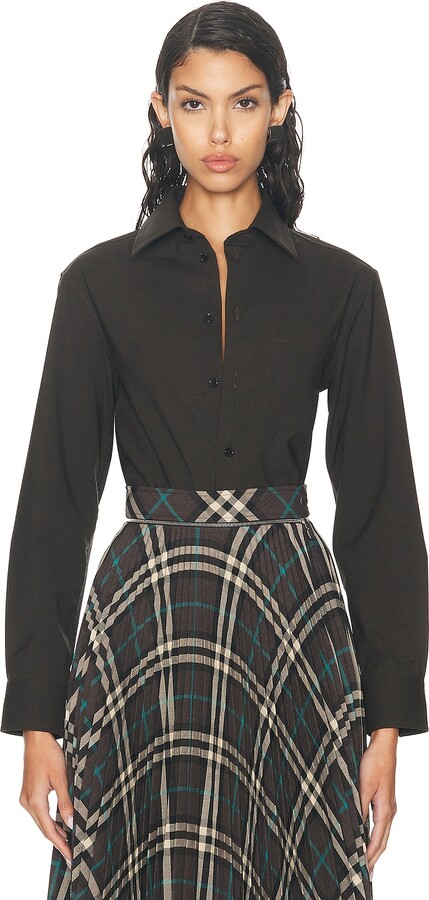 Burberry Button Up Top in Brown