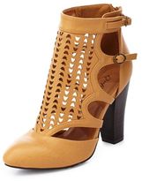Thumbnail for your product : Qupid Laser Cut-Out Closed Toe Chunky Heels