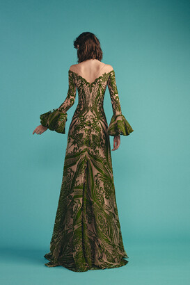 Beside Couture by GEMY Bell Sleeve Embroidered Gown