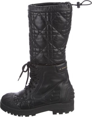Christian Dior Cannage Pattern Leather Lace-Up Boots