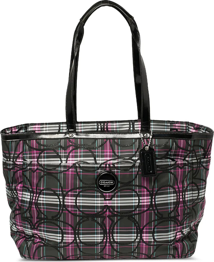 Coach Vintage Pre-owned medium leather plaid-pattern tote bag