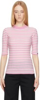 Thumbnail for your product : Ganni Pink & Off-White Cashmere Striped Sweater