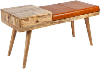 Home & Lifestyle Castor Wood & Leather Bench