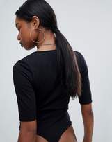 Thumbnail for your product : ASOS Design DESIGN tie detail short sleeve body in black