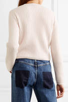 Thumbnail for your product : Miu Miu Embellished Ribbed Cashmere Sweater - Pastel pink