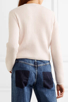 Miu Miu Embellished Ribbed Cashmere Sweater - Pastel pink