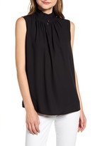 Thumbnail for your product : Ming Wang Pleat Neck Sleeveless Crepe de Chine Top