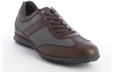 Thumbnail for your product : Tod's brown and grey canvas and leather logo stripe sneakers
