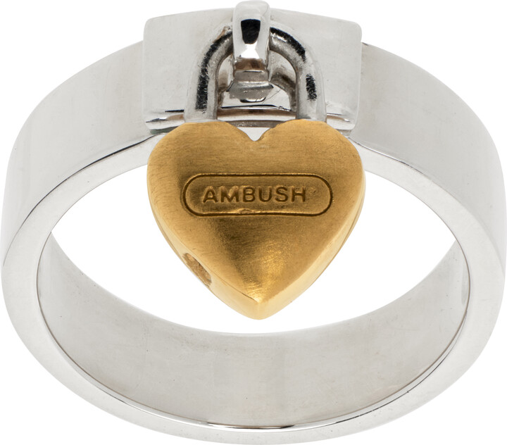 Ambush Silver Heart Padlock Ring