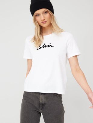Calvin Klein Jeans Calvin Mixed Media Straight T-Shirt- White