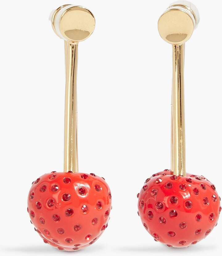 Gold-tone, enamel and crystal earrings