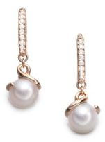 Thumbnail for your product : Mikimoto Twist 7MM White Cultured Akoya Pearl, Diamond & 18K Rose Gold Drop Earrings