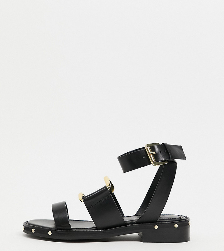 chunky black sandals flat