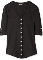 Balmain - Button-detailed Cotton-jersey Top - Black