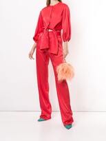 Thumbnail for your product : Sally LaPointe Crinkle Satin Belted Trousers