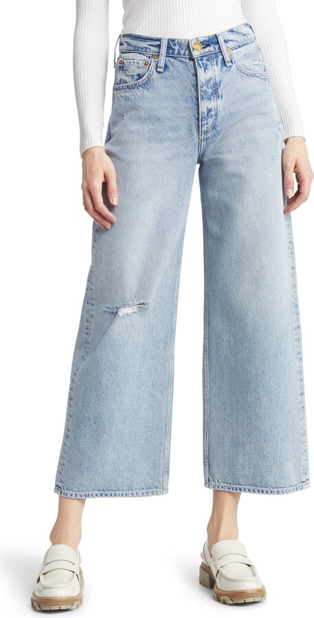 Rag & Bone Andi Distressed High Waist Wide Leg Ankle Jeans