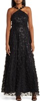 Thumbnail for your product : Eliza J Floating Flow Floral Sequin Halter Ballgown