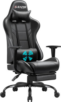 Homall High-Back Massage Adjustable Reclining Ergonomic Faux Leather Swiveling PC & Racing Game Chair with Footrest