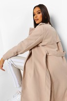 Thumbnail for your product : boohoo Belted Wool Look Trench Coat