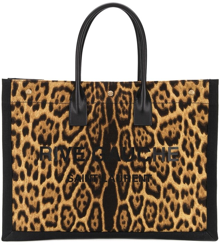 Saint Laurent Rive Gauche leopard-print tote bag - ShopStyle