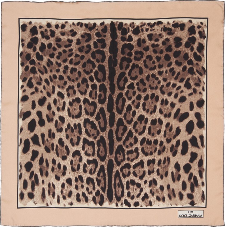 Leopard Print Square Silk Scarf