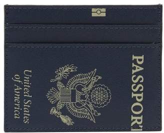 Vetements Passport Print Leather Cardholder - Womens - Navy