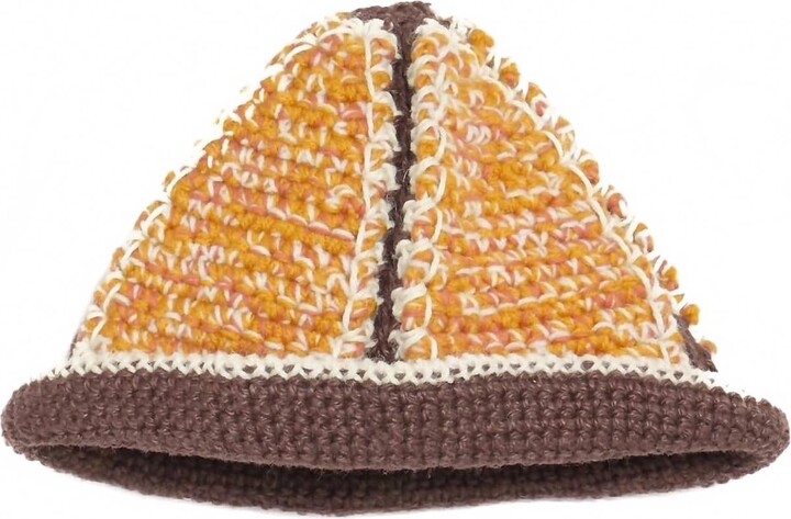 Nicholas Daley Hand-Crocheted Bucket Hat In Mustard/clay/brown