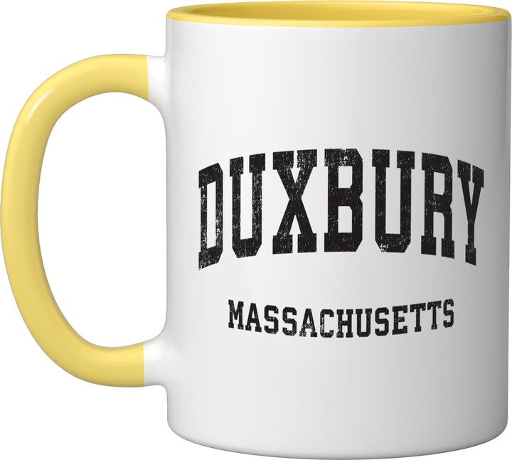 Duxbury MA Retro T-Shirts & Tees Duxbury Massachusetts MA Vintage Athletic Sports Design Ceramic Mug, Black/White