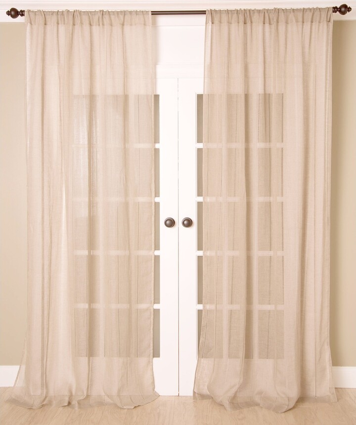 India's Heritage Linen Sheer Natural Stripe Single Curtain Panel