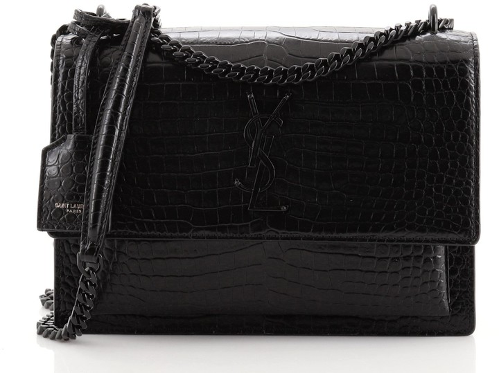 Saint Laurent Sunset Crossbody Bag Crocodile Embossed Leather Medium ShopStyle
