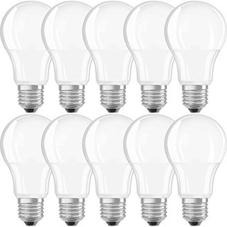 Osram Neolux Classic Bulb Shape Frosted LED Lamp with Screw Base, Warm White, E27, 9.50 W, 220...240 V, 2700 K, Set of 10