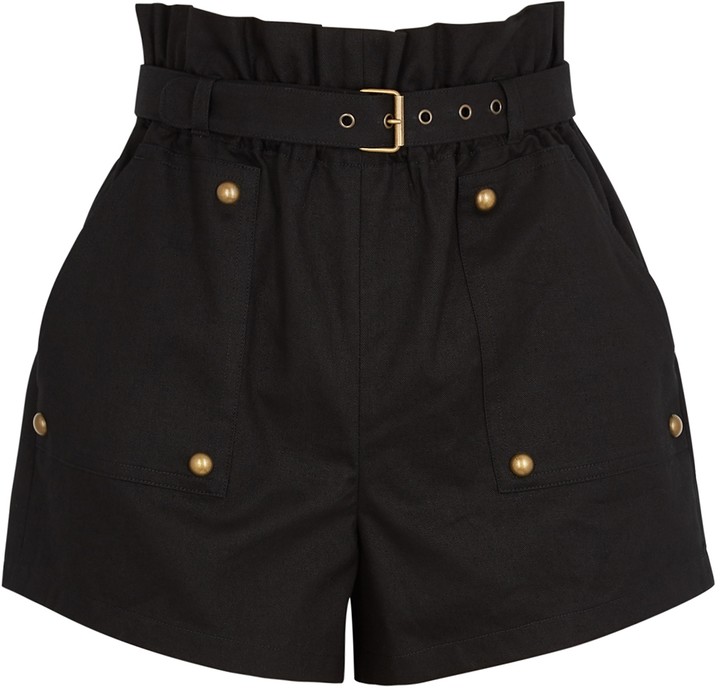 high waisted black cotton shorts
