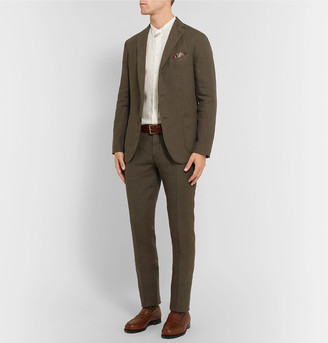Boglioli Cream K-Jacket Slim-Fit Unstructured Linen Suit Jacket