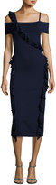 Thumbnail for your product : Jason Wu Off-Shoulder Ruffle-Trim Dress, Navy