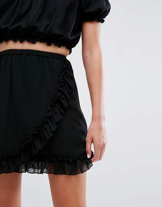 Monki Ruffle A-Line Mini Skirt
