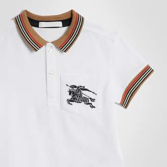 Burberry Childrens Icon Stripe Detail Cotton Polo Shirt