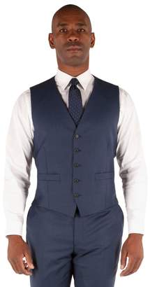 Centaur Big & Tall - Blue Semi Plain 5 Button Front Suit Waistcoat