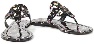 Tory Burch Miller Laser-cut Floral-print Patent-leather Sandals