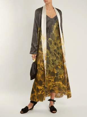 Adriana Iglesias Jadi Floral Print Stretch Silk Slip Dress - Womens - Black Gold