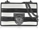 Thumbnail for your product : Balmain Black/White Striped and Pleated Leather BBox 20 Flap Shoulder Bag