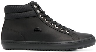 lacoste mens black leather shoes