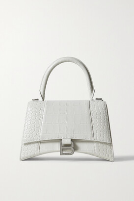 Balenciaga Hourglass Small Croc-effect Leather Tote - White
