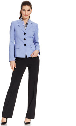Le Suit Three-Button Printed-Scarf Pantsuit