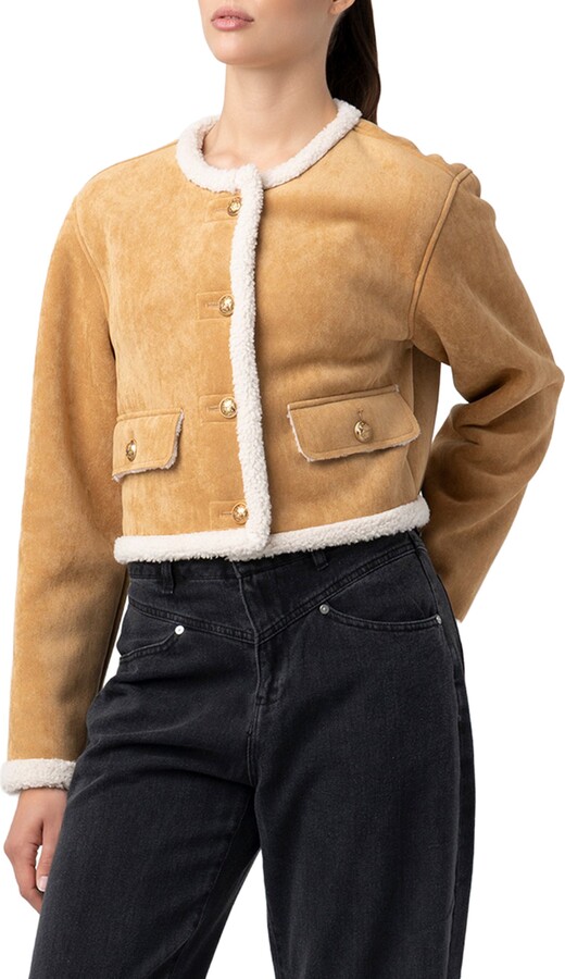 Blank NYC Faux Shearling Collarless Jacket