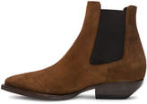 Thumbnail for your product : Saint Laurent Suede Theo Chelsea Boots in Caramel | FWRD