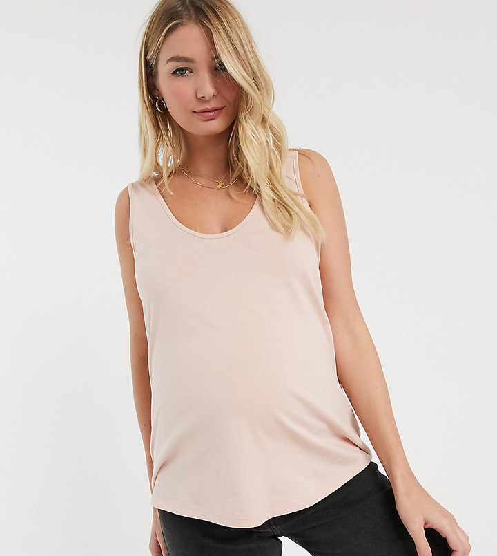 ASOS DESIGN Maternity tank top with high square neck in cream
