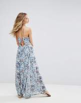 Thumbnail for your product : Moon River Floral Print Maxi Dress with Tie Back