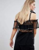 Thumbnail for your product : Glamorous Tulle Cami Top With Eyelet Detail