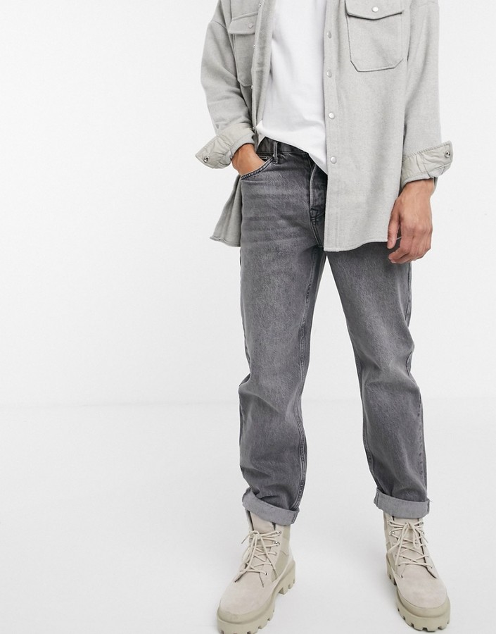 Topman relaxed fit jeans in gray - ShopStyle