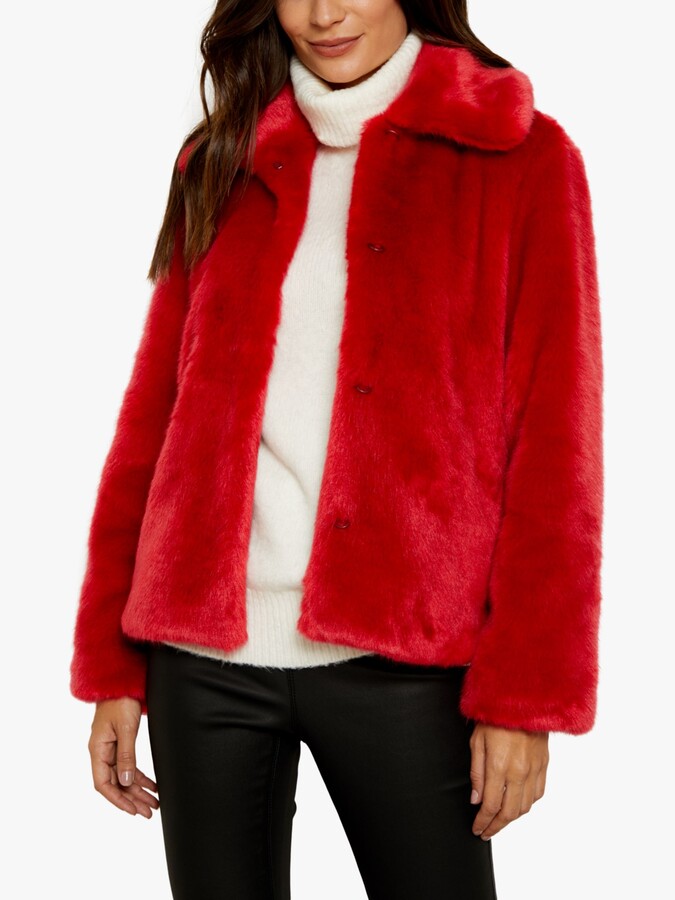 Sosandar Faux Fur Coat, Red - ShopStyle
